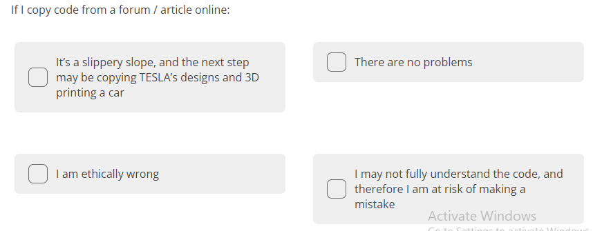 Solved If I copy code from a forum / article online: It's a | Chegg.com