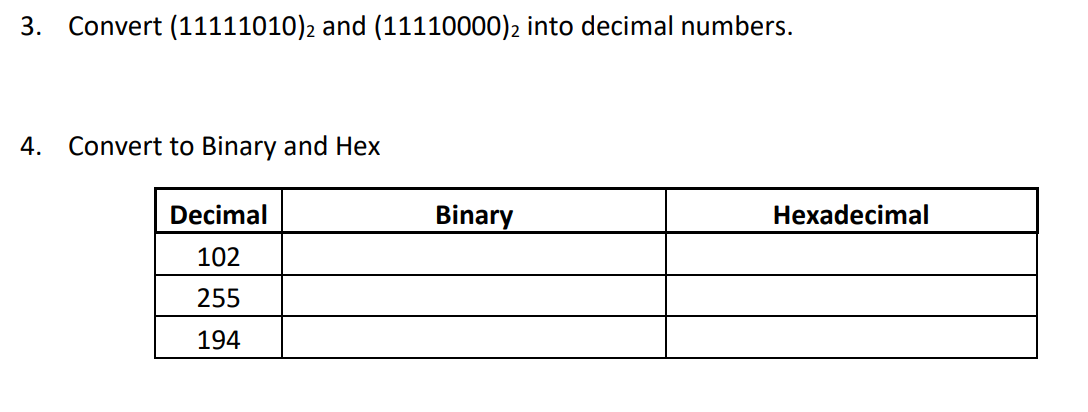 Solved 3. Convert (11111010)2 and (11110000)2 into decimal | Chegg.com