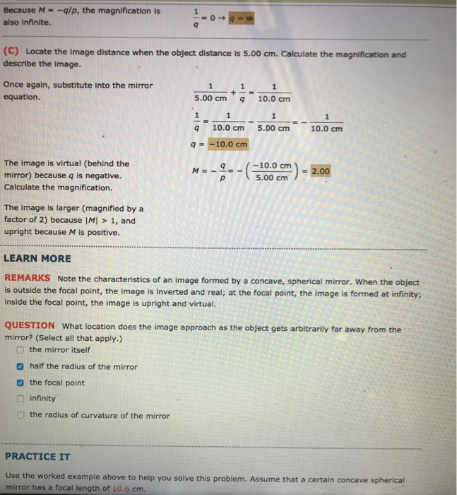 Solved EXAMPLE 23.2 Images Formed by a Concave Mirror GOAL | Chegg.com