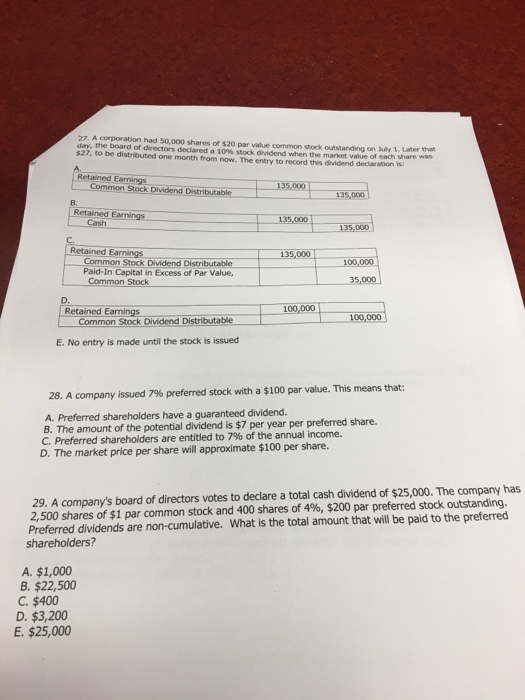 Solved A Corporation Had 50,000 Shares Of $20 Par Value | Chegg.com