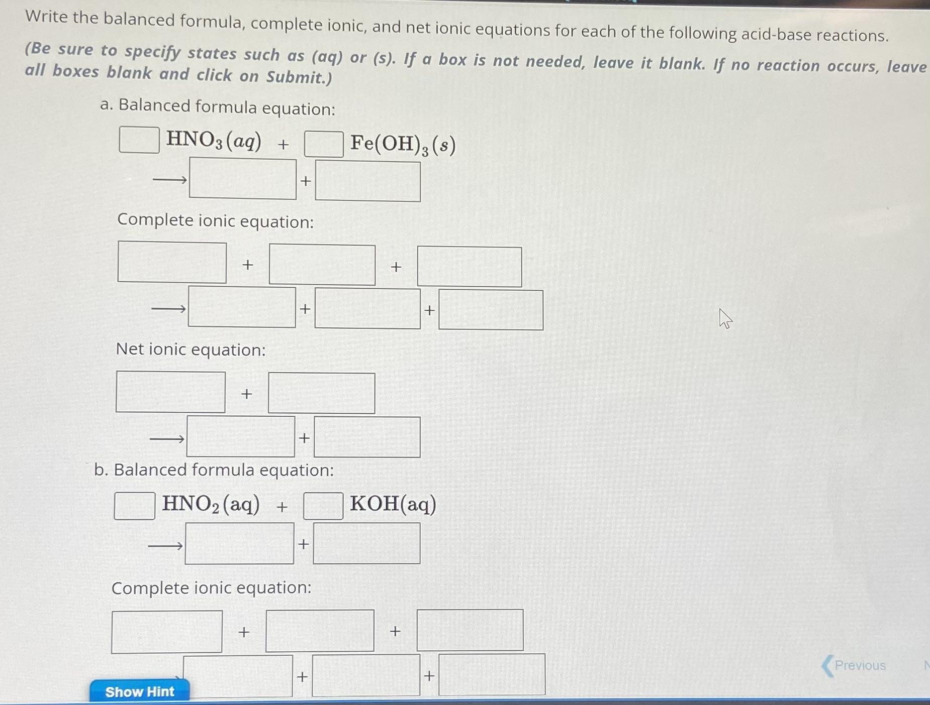 Solved Write the balanced formula, complete ionic, and net | Chegg.com