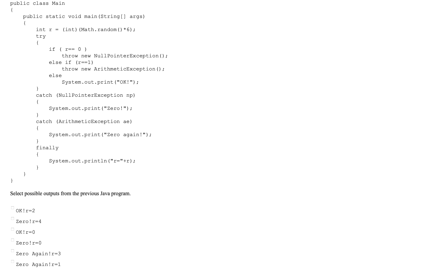Solved Java multply choice need help; | Chegg.com