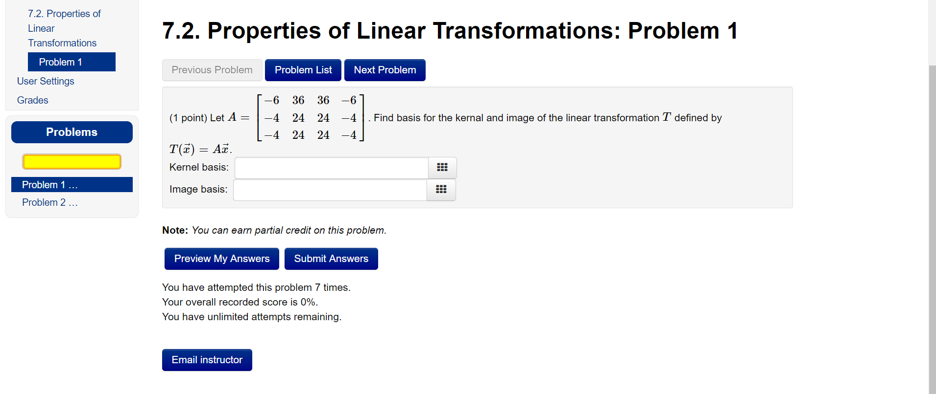 Solved 7.2. Properties of Linear Transformations 7.2. | Chegg.com