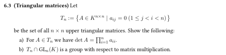 Solved 6.3 (Triangular matrices) Let n × n be the set of all | Chegg.com
