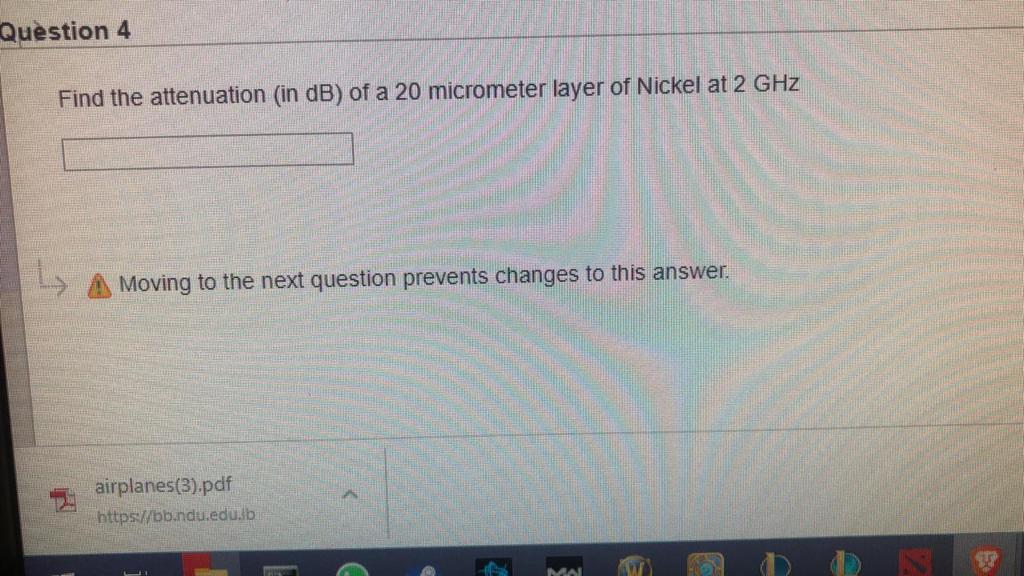 Solved Question 4 Find the attenuation (in dB) of a 20 | Chegg.com