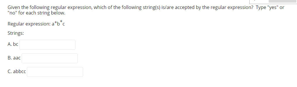 Solved Given the following regular expression, which of the | Chegg.com