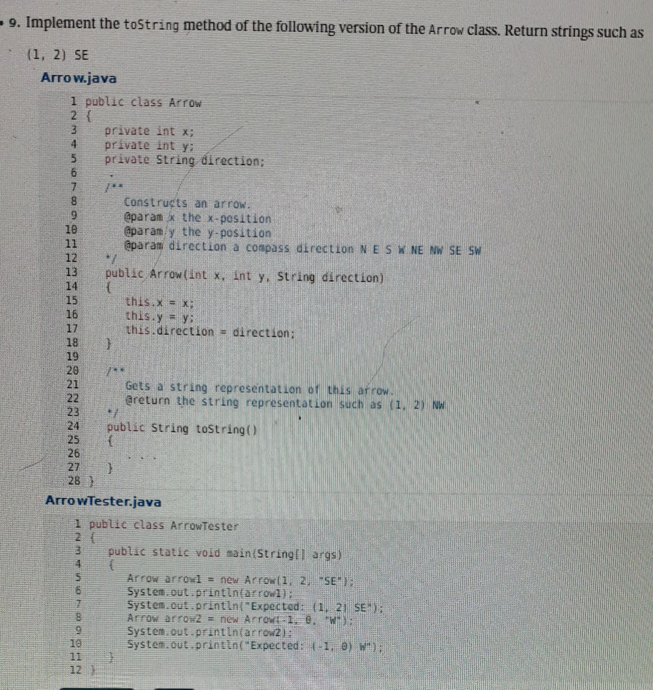 Solved Implement the equals method of the Arrow class. Two | Chegg.com