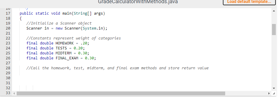 Solved 5.19 Programming Lab 2: Grade Calculator With Methods | Chegg.com