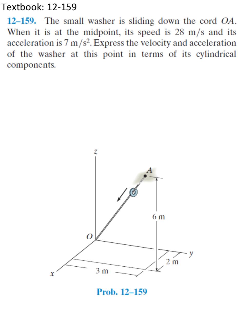 Solved Textbook: 12-159 12-159. The small washer is sliding | Chegg.com