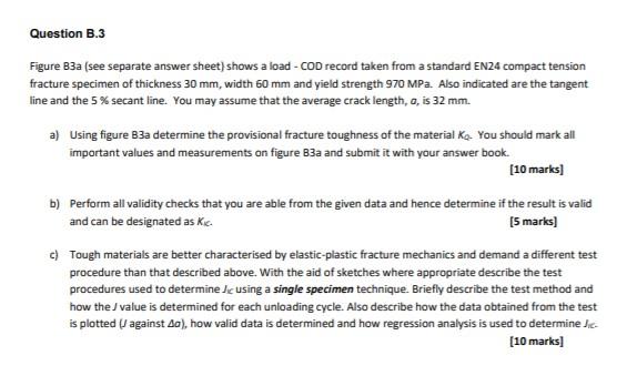 Solved Question B.3 Figure B3a (see separate answer sheet) | Chegg.com