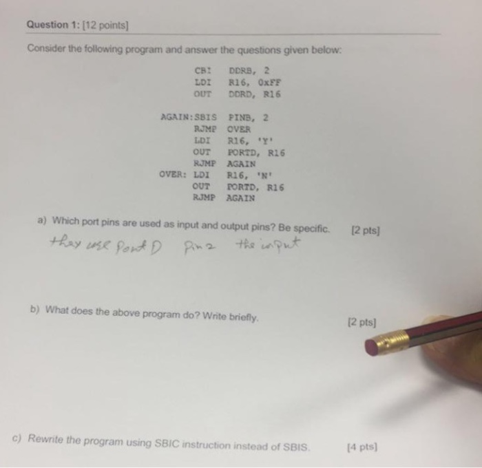 Solved Question 1: (12 points) Consider the following | Chegg.com