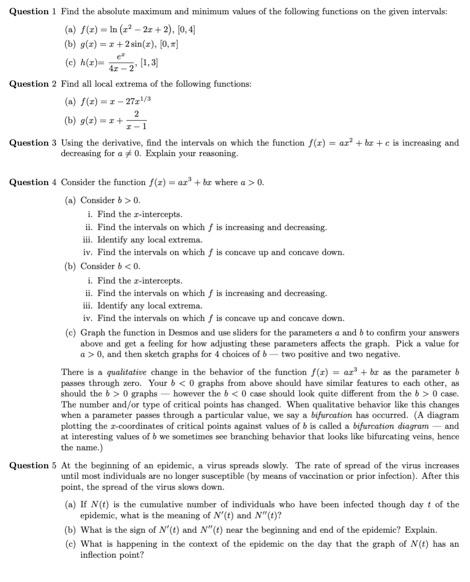 Solved Question 1 Find the absolute maximum and minimum | Chegg.com