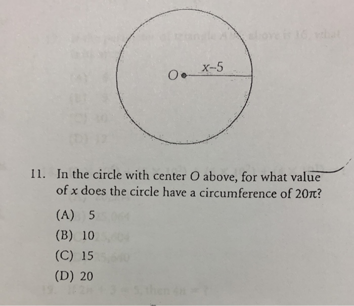 Solved X- O o In the circle with center O above, for what | Chegg.com