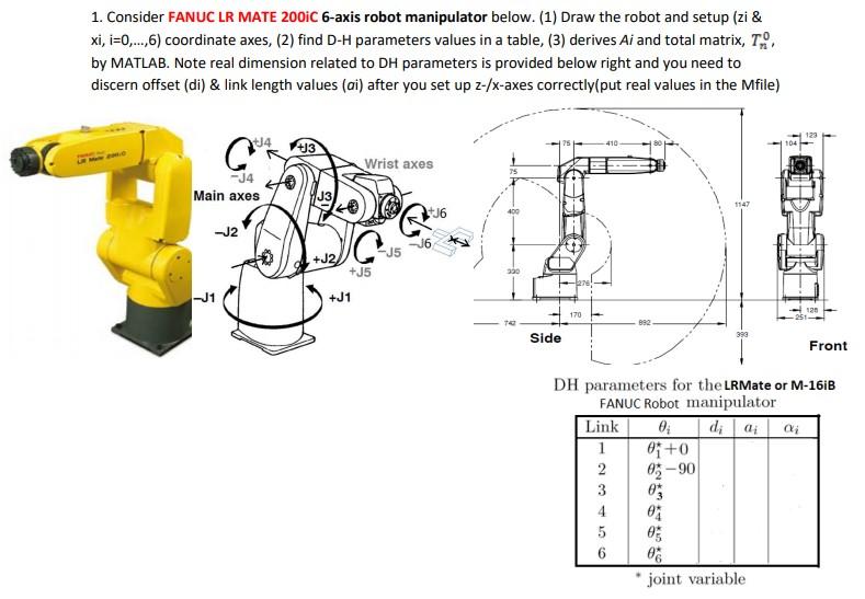 1. Consider FANUC LR MATE 2001C 6-axis robot | Chegg.com