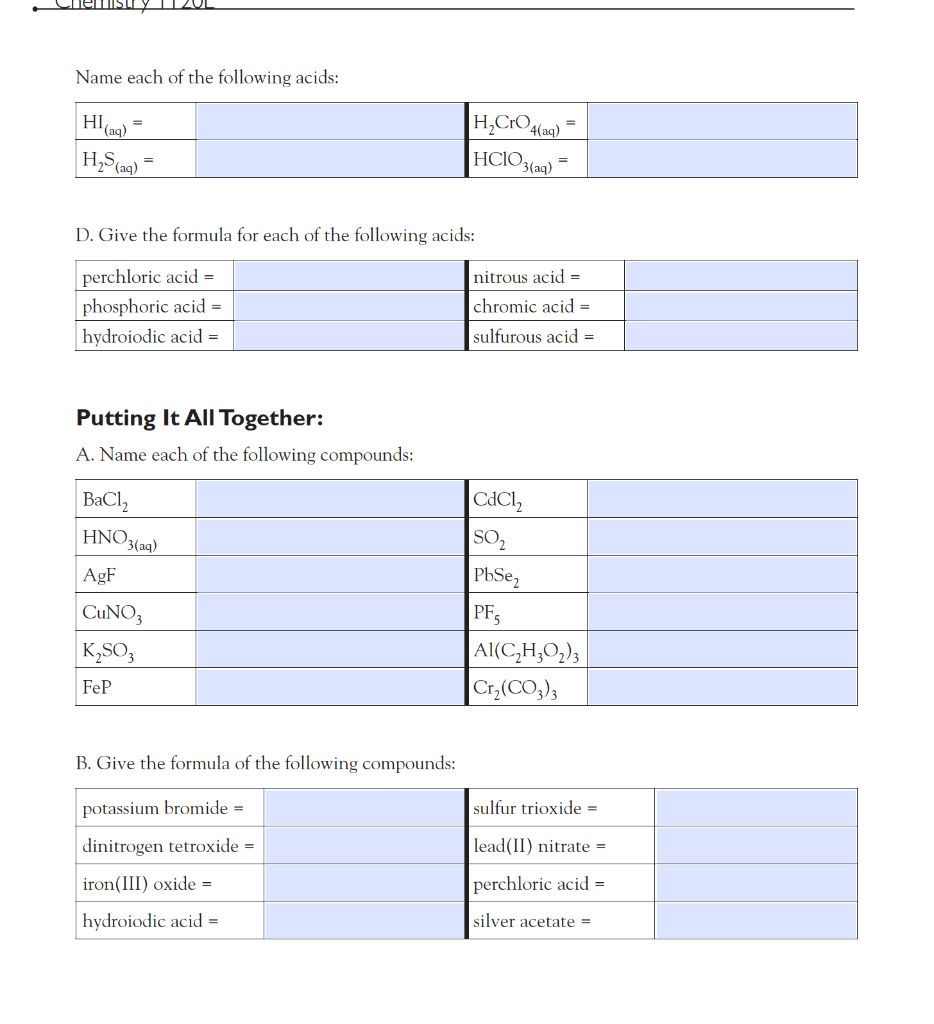 Solved 1. Naming lonic Compounds A. Name each of the | Chegg.com