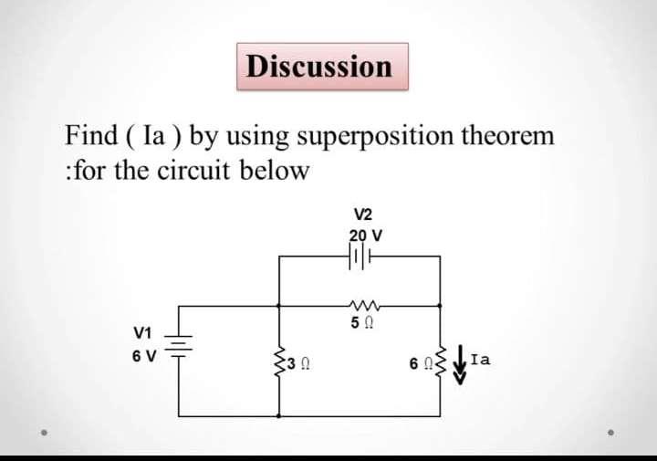 Solved Discussion Find ( Ia ) by using superposition theorem