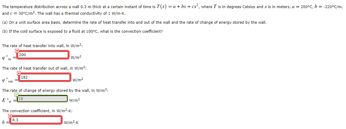 Solved The temperature distribution across a wall 0.3 m | Chegg.com