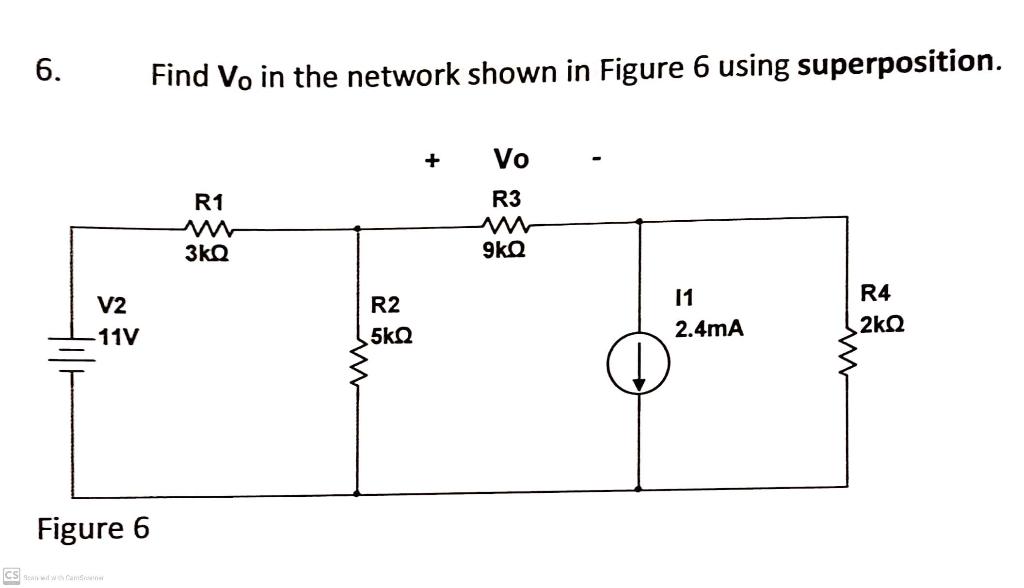 Solved 6. Find V0 in the network shown in Figure 6 using | Chegg.com