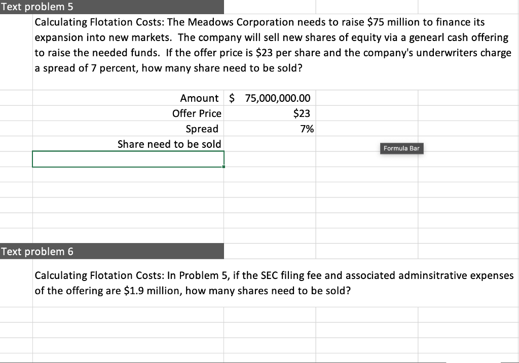 Solved Text problem 5 Calculating Flotation Costs The