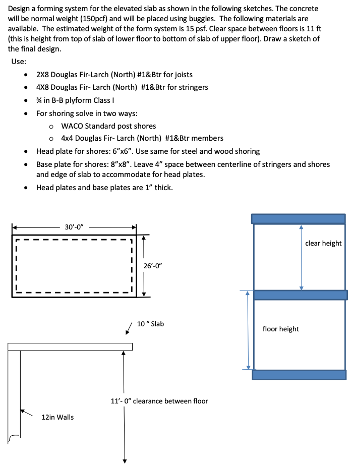 Design a forming system for the elevated slab as | Chegg.com