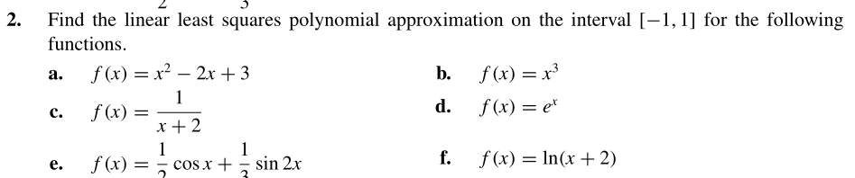 Solved 2. Find the linear least squares polynomial | Chegg.com