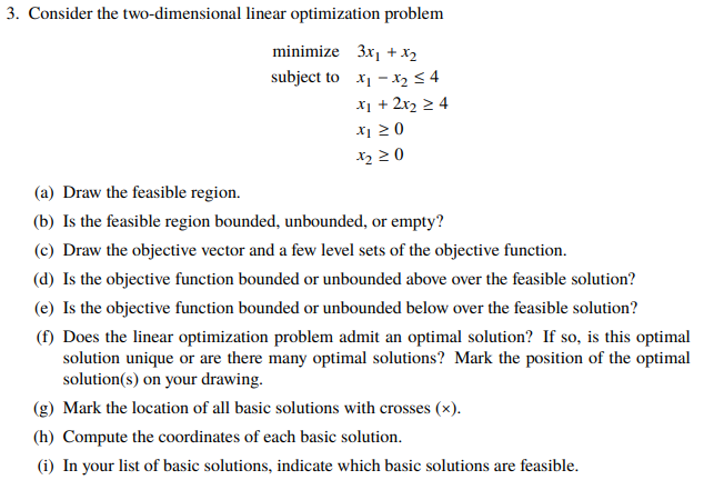 Solved 3. Consider the two-dimensional linear optimization | Chegg.com