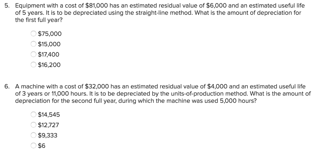 Solved Equipment with a cost of 81,000 has an estimated