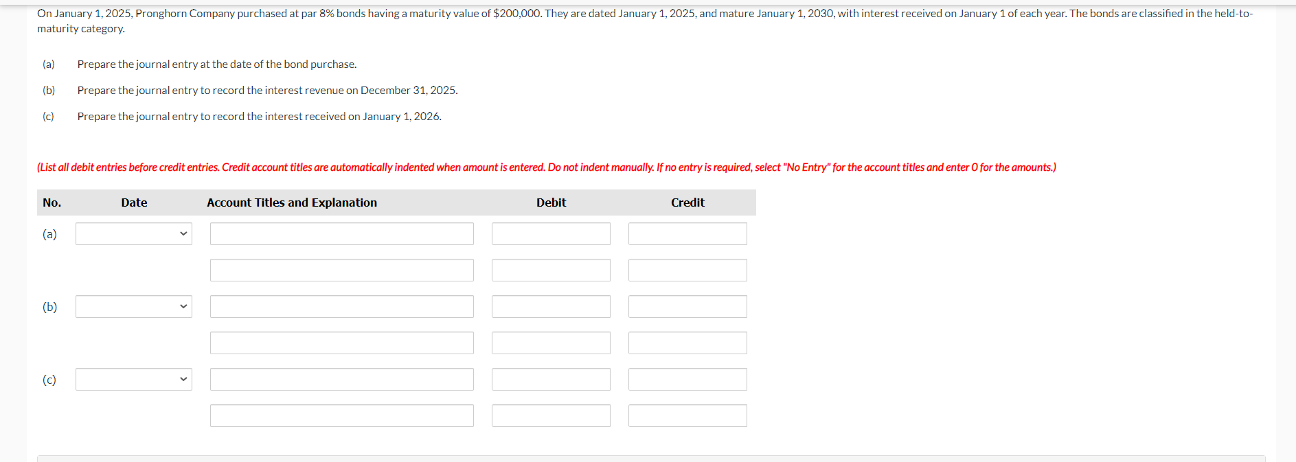 Solved maturity category. (a) Prepare the journal entry at | Chegg.com