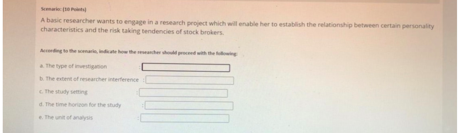 Solved Scenario: (10 Points) A Basic Researcher Wants To | Chegg.com