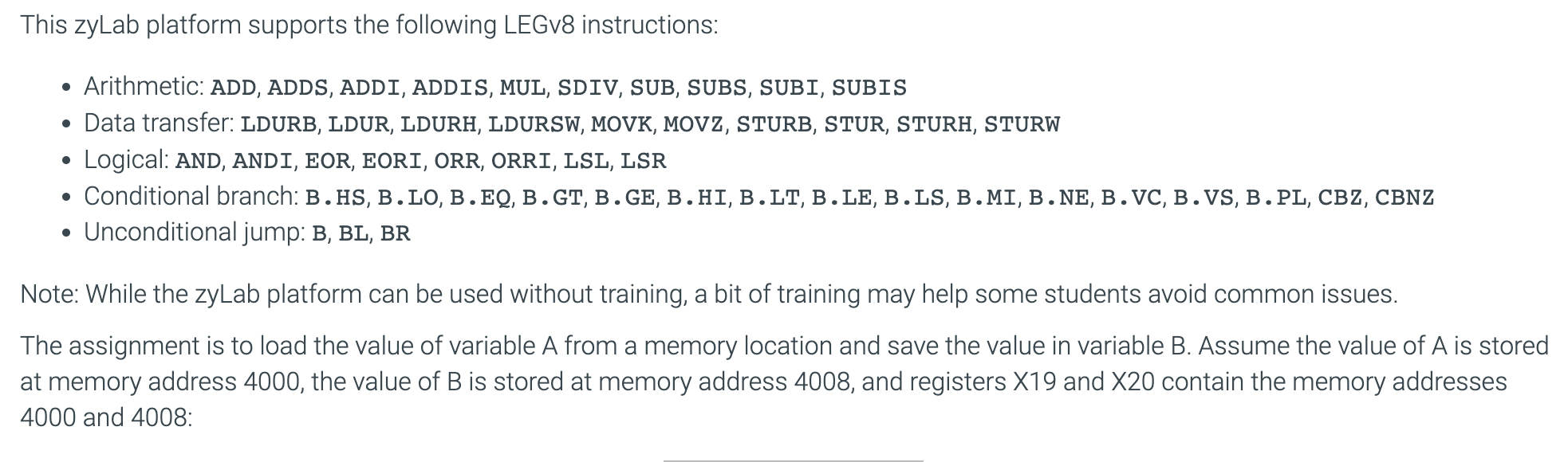 This ZyLab Platform Supports The Following LEGv8 | Chegg.com