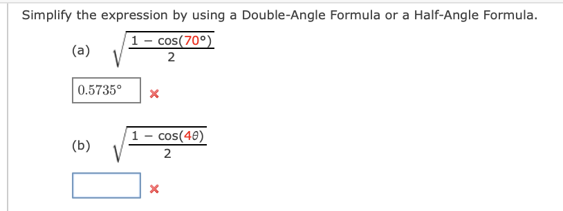 Solved Simplify The Expression By Using A Double Angle 1683