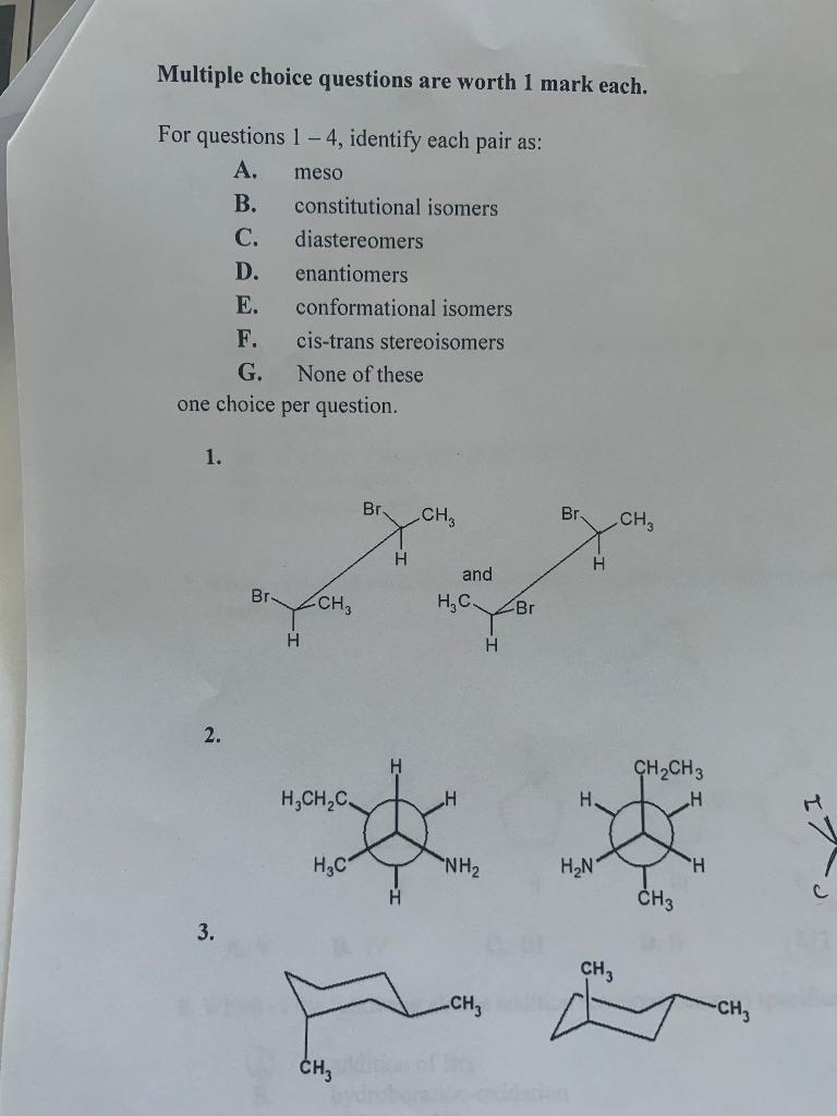 Solved Multiple Choice Questions Are Worth 1 Mark Each. For | Chegg.com