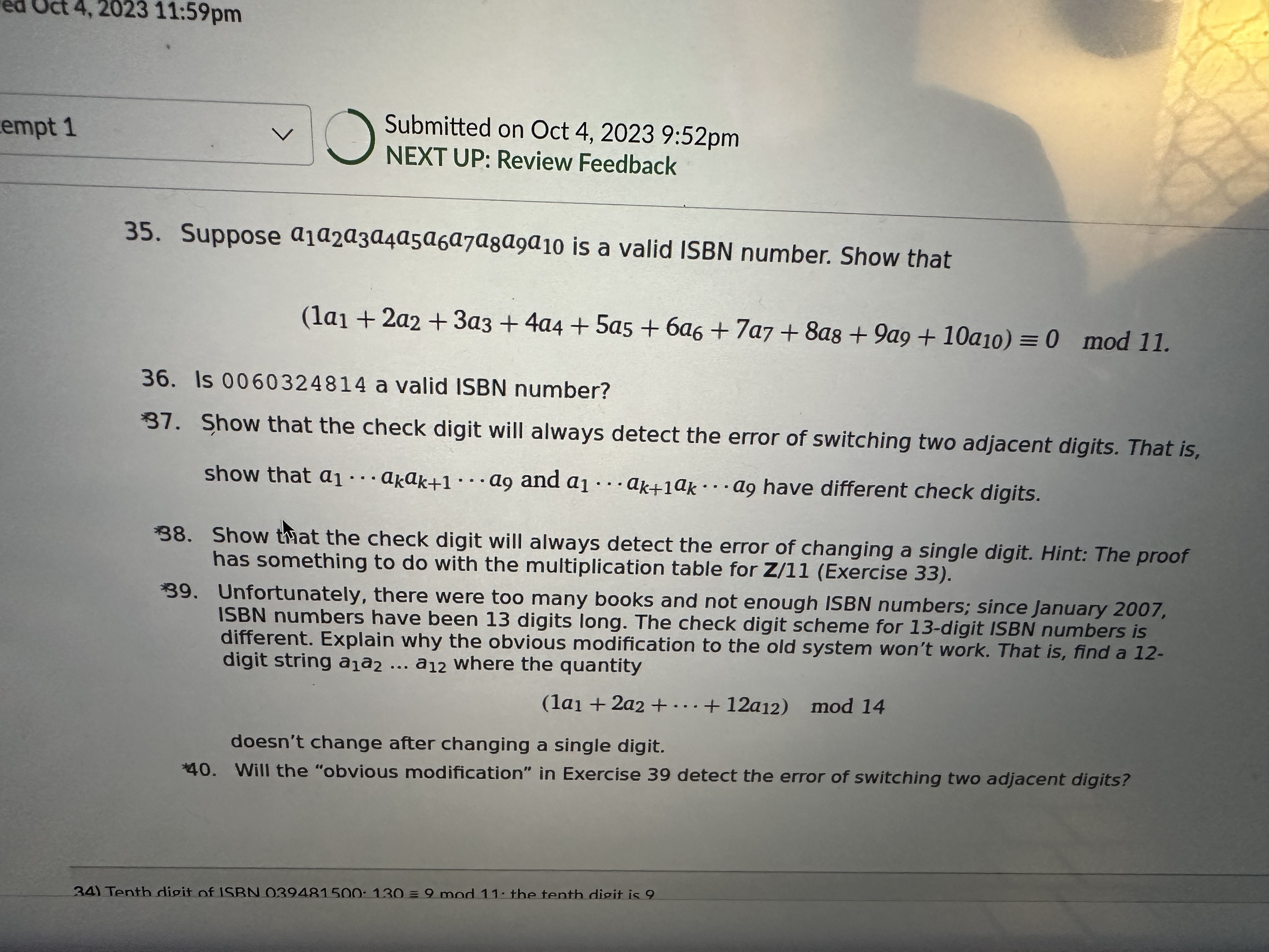Solved Submitted on Oct 4, 2023 9:52pm NEXT UP: Review | Chegg.com