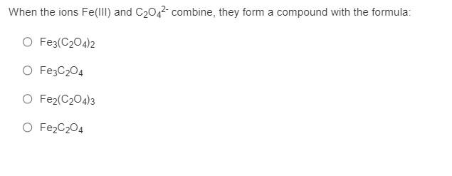 Solved Choose the INCORRECT name - formula combination. | Chegg.com