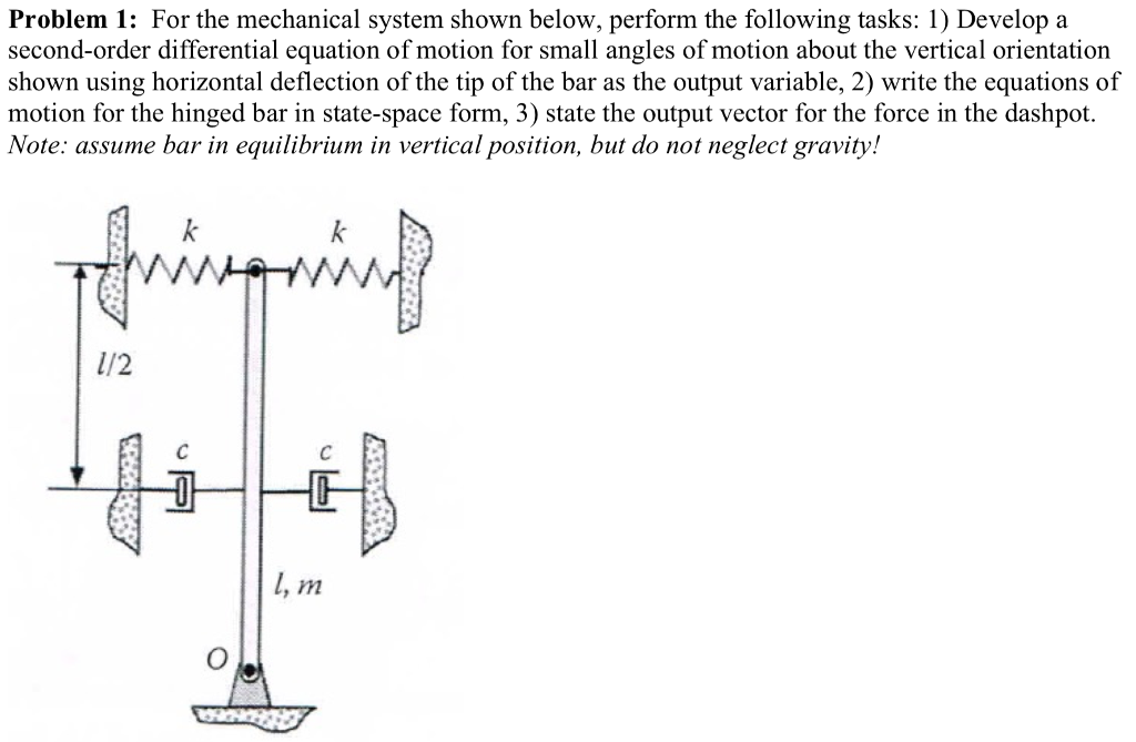 Solved Problem 1: For the mechanical system shown below, | Chegg.com