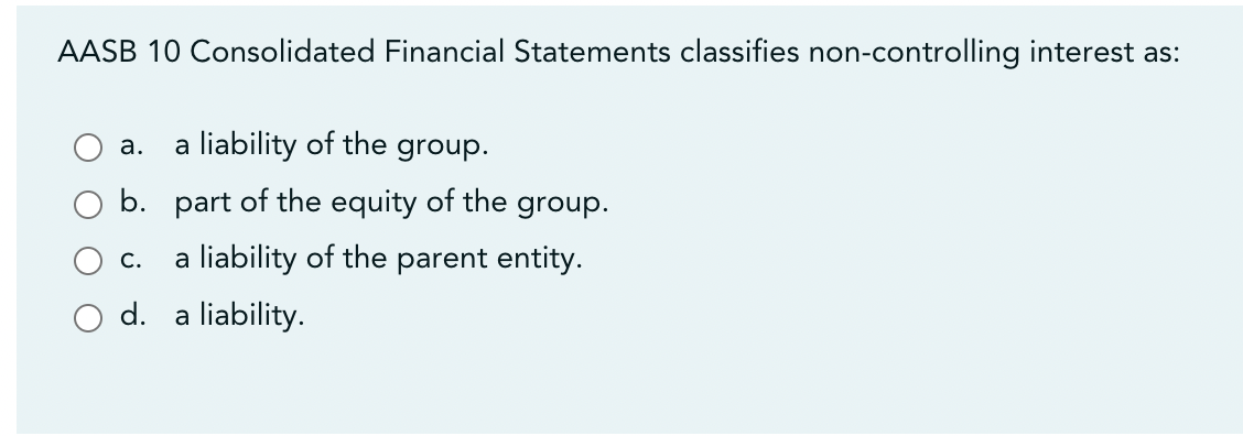 Solved AASB 10 Consolidated Financial Statements Classifies | Chegg.com