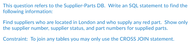 Solved Just need to write a single line of SQL command with | Chegg.com
