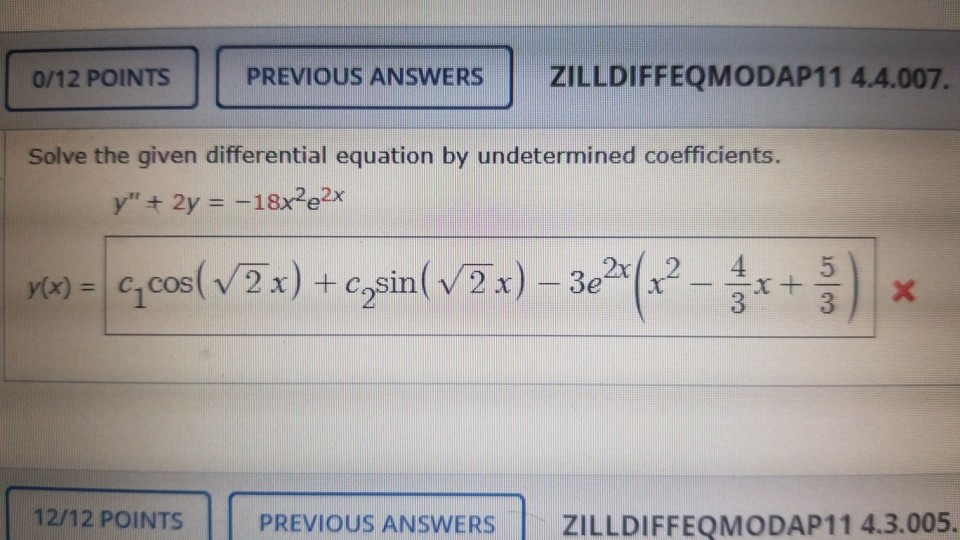 Solved 0/12 POINTS PREVIOUS ANSWERS ZILLDIFFEQMODAP11 | Chegg.com