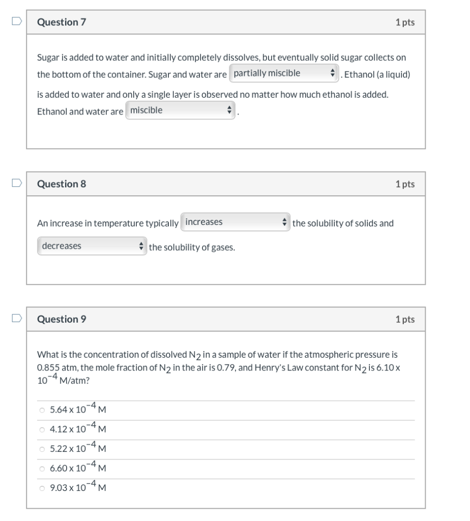 Solved Question 7 1 Pts Sugar Is Added To Water And 