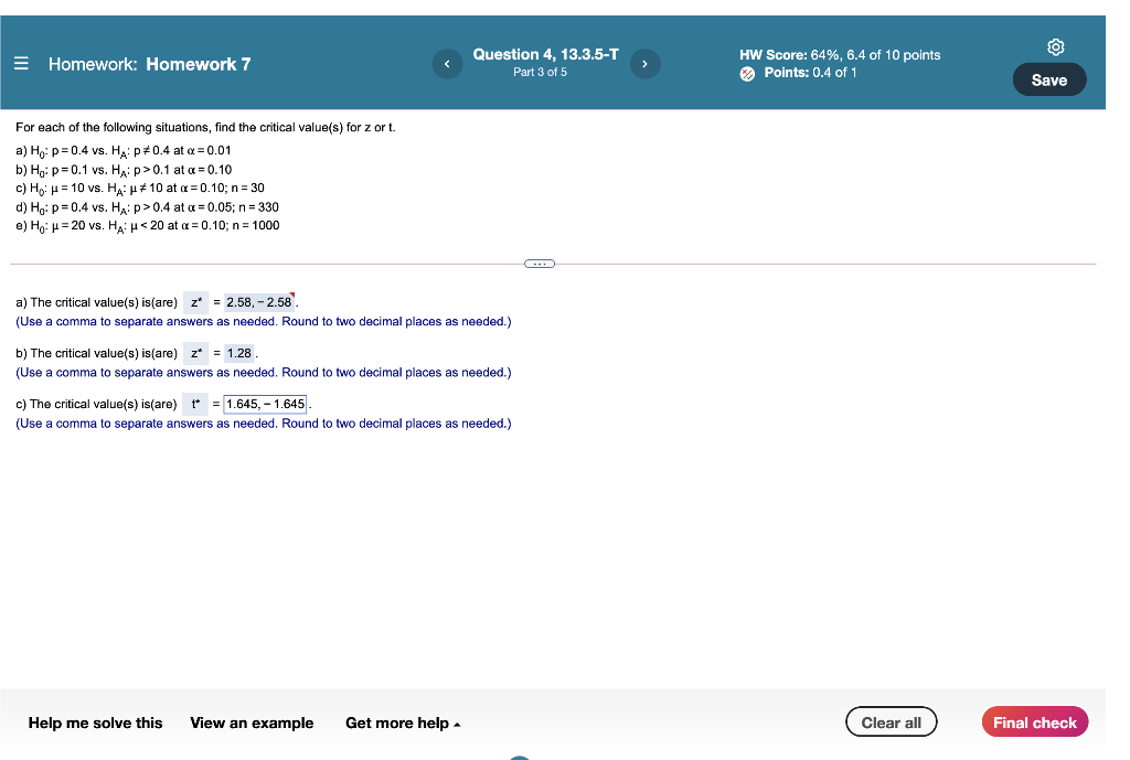 Solved = Homework: Homework 7 Question 4, 13.3.5-T Part 3 of | Chegg.com
