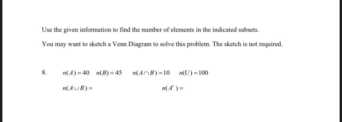 Solved Use the given information to find the number of | Chegg.com