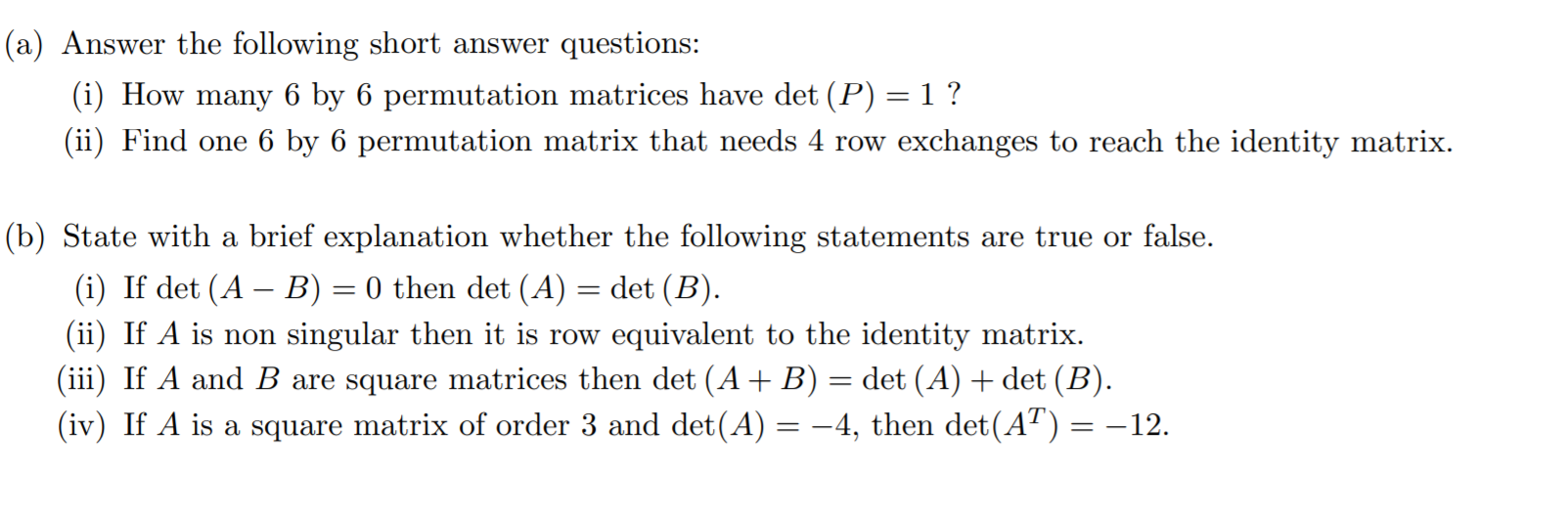 Solved (a) Answer the following short answer questions: (i) | Chegg.com