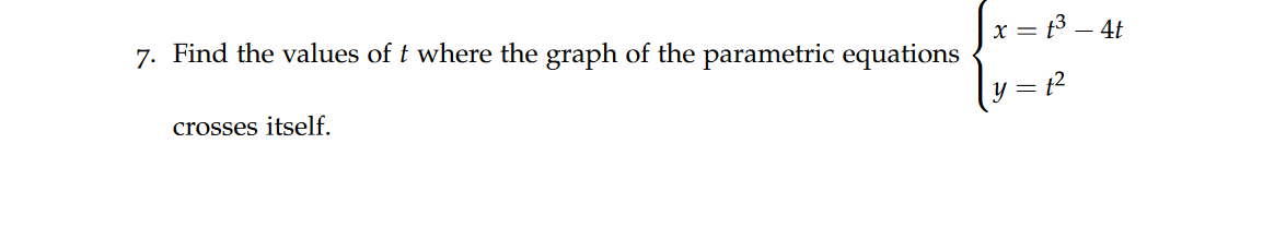Solved 7. Find the values of t where the graph of the | Chegg.com