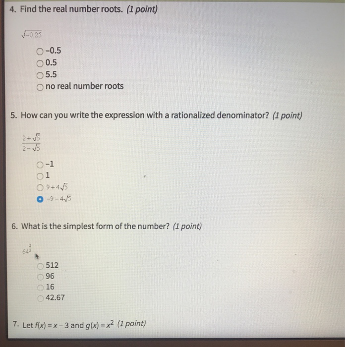Solved 4. Find the real number roots. (1 point) 0.25 O-0.5 | Chegg.com