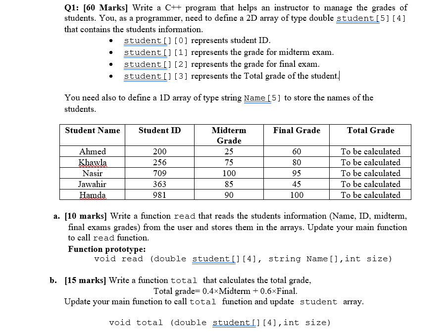 Solved Q1: [60 Marks] Write a C++ program that helps an | Chegg.com