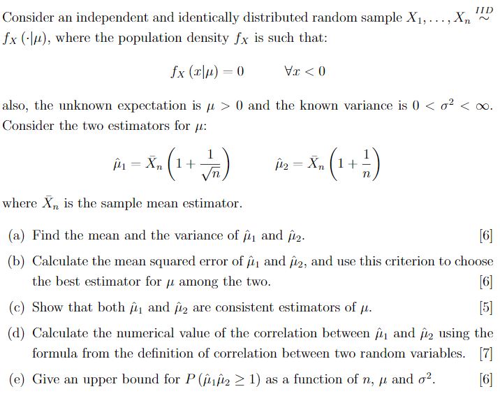 Solved Consider an independent and identically distributed | Chegg.com