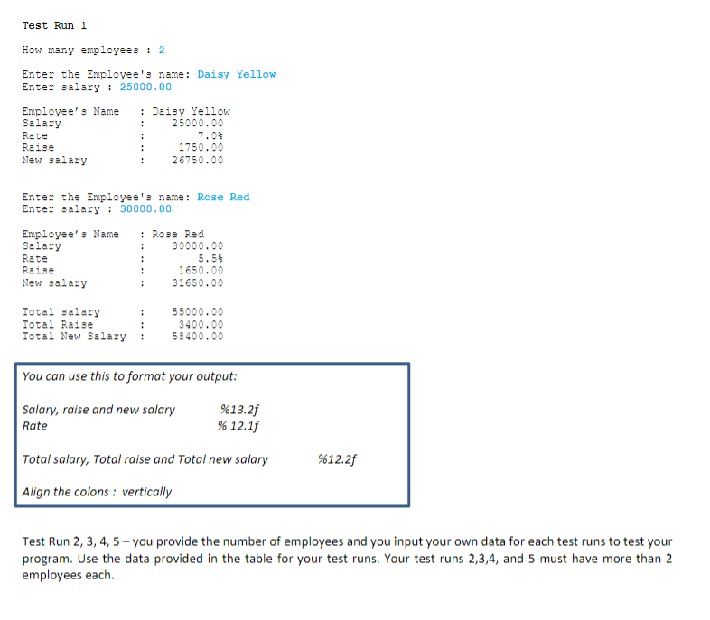 Solved NO Write a C program to calculate salary raise for | Chegg.com
