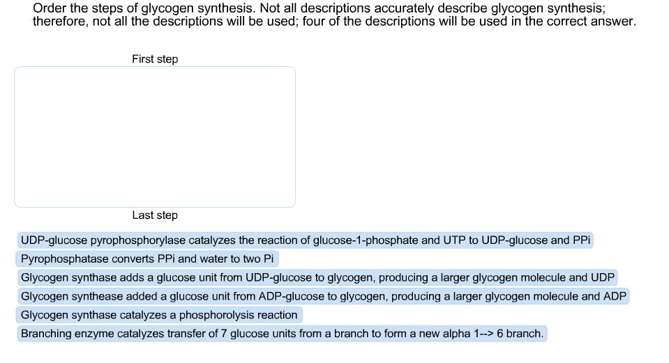 Indicate The Three Items That Describe Glycogen Glycogen Synthesis Steps
