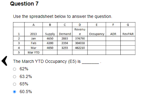 Solved Use the spreadsheet below to answer the question. The | Chegg.com