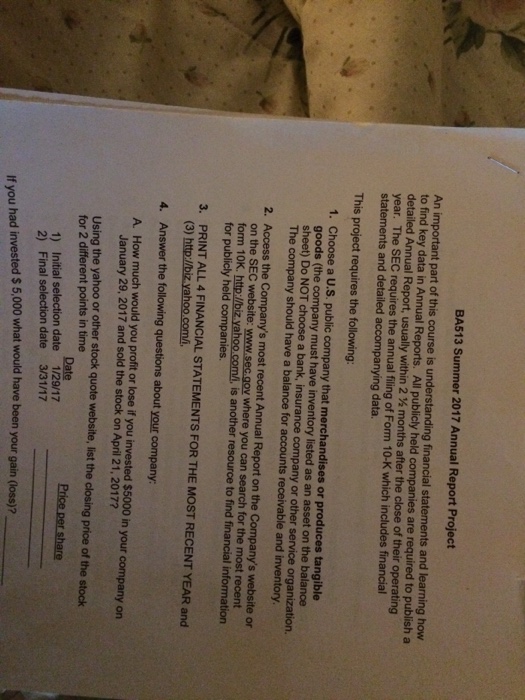 Solved I need help with my Annual Report Project I did mine